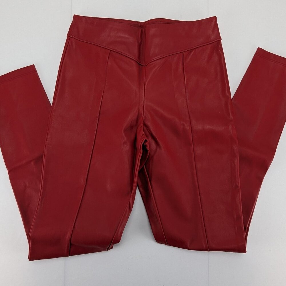 Free Press Women's Pants XS Red Faux Leather Skinny Fit Polyurethane NWOT